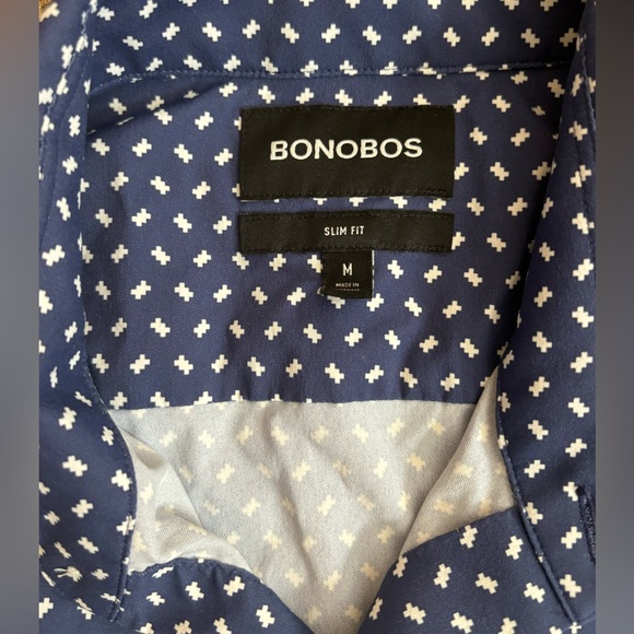 Nordstrom Bonobos Men’s Button Down Shirt Size M Excellent Condition navy white - Picture 2 of 2